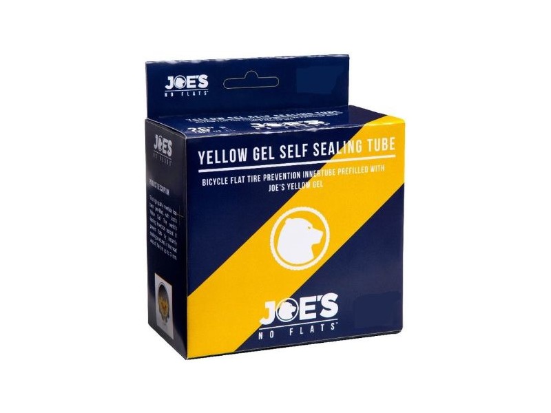 Joe's No Flats Yellow Gel Self Sealing Inner Tube 27.5 x 1.90-2.35 Presta click to zoom image